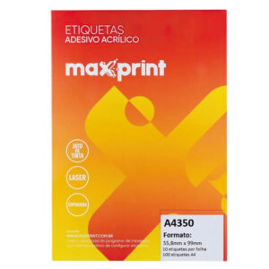 Etiqueta INK Maxprint A4350 55,8mm x 99mm 100 Folhas Branca
