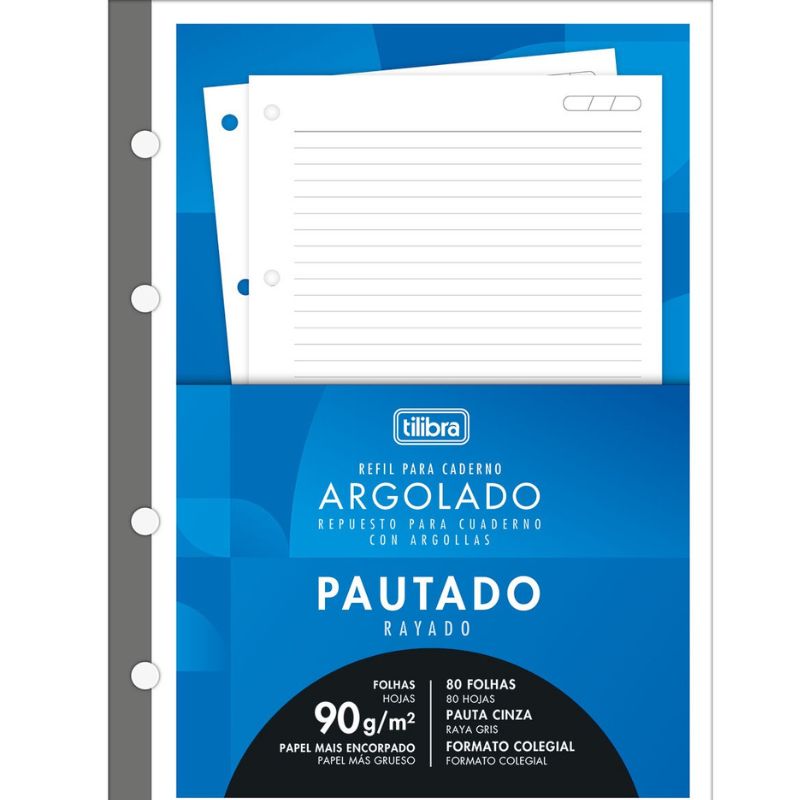 Bloco Fichários Tamanho Colegial Branco Pautado 90 Grs 80 folhas