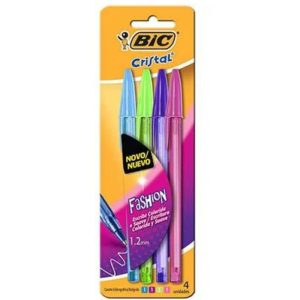 Caneta Esferográfica BIC Cristal Fashion 4 cores ponta média 1.2mm