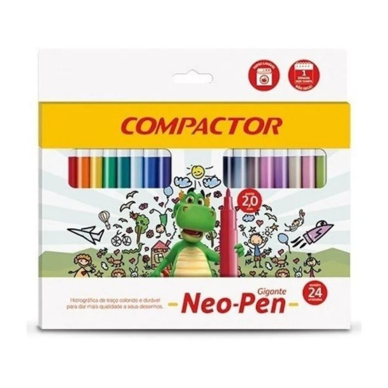 Caneta Hidrocor Com 24 Neo Pen Compactor