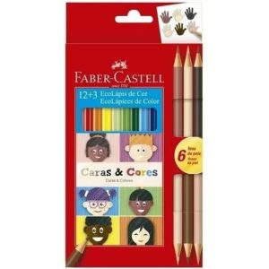 Lápis de Cor com 12+3 Caras e Cores Faber