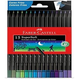Lápis de Cor com 15 Faber Supersoft Cores Frias