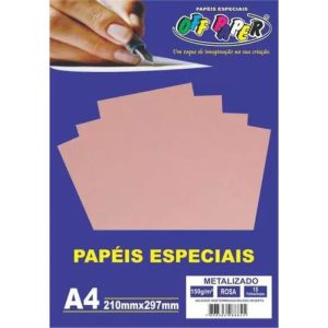 Papel Impressão Metallic 150grs 15 folhas Rosa Off Paper