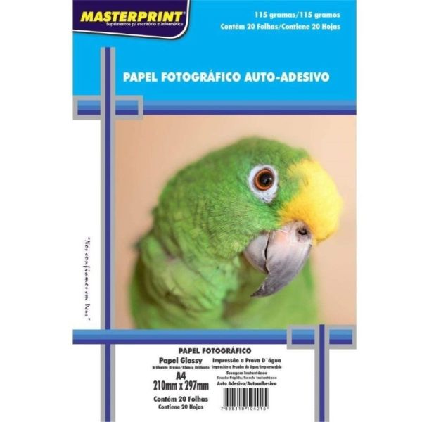 Papel Impressão Photo 115G Adesivo 20 folhas Masterprint