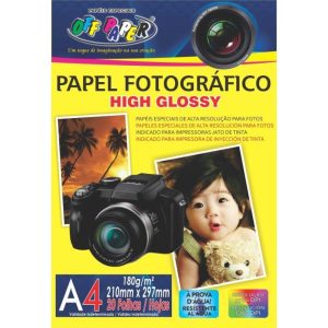 Papel Impressão Photo Glossy 180G A4 20 folhas Off Paper