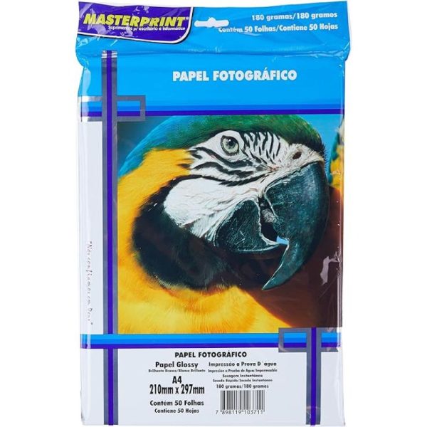 Papel Impressão Photo 180G A4 com 50 folhas Masterprint
