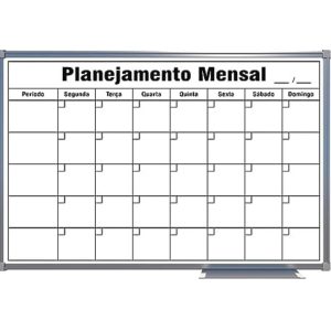 Quadro Branco 60x40 Mensal Alumínio 1060 Souza