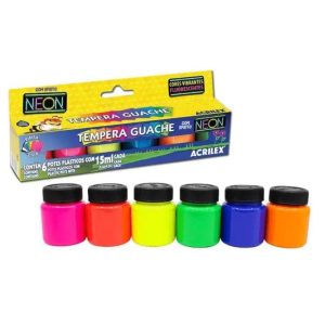 Tinta Guache 6 Cores Neon 15ML 01006 Acrilex