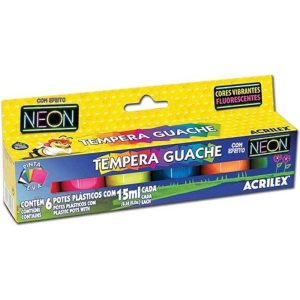Tinta Guache 6 Cores Neon 15ML 01006 Acrilex