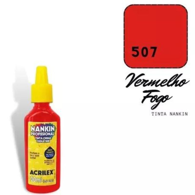 Tinta Nankin 20ML 05120 - 507 Vermelho fogo Acrilex - Imagem 2