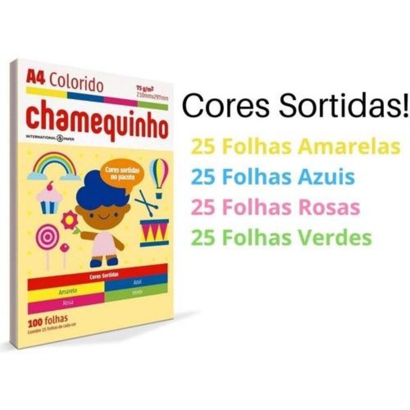Papel Sulfite A4 210x297 Colorido 100 folhas - Imagem 2