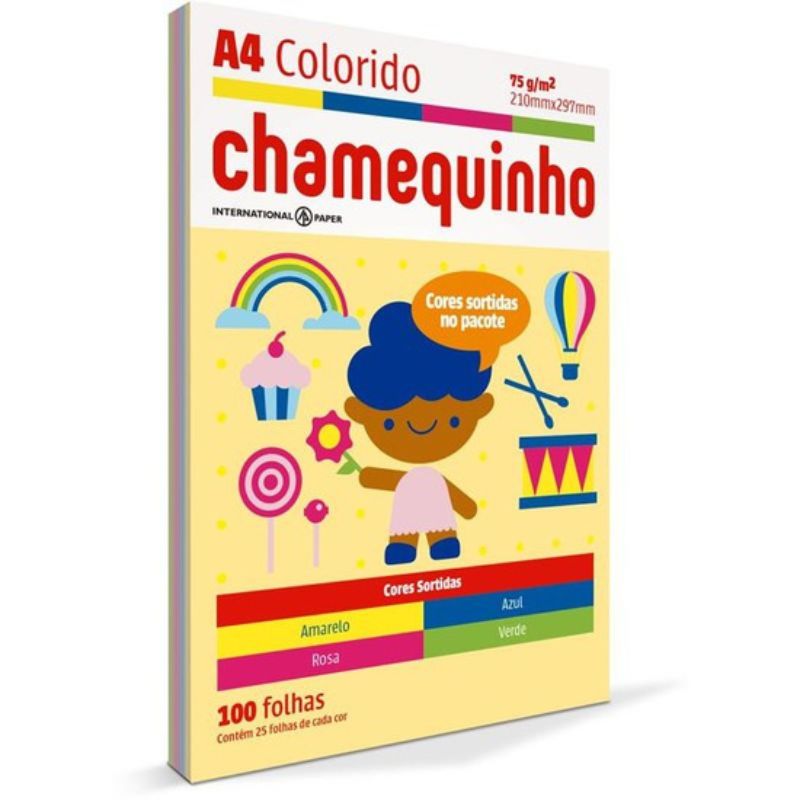 Papel Sulfite A4 210x297 Colorido 100 folhas