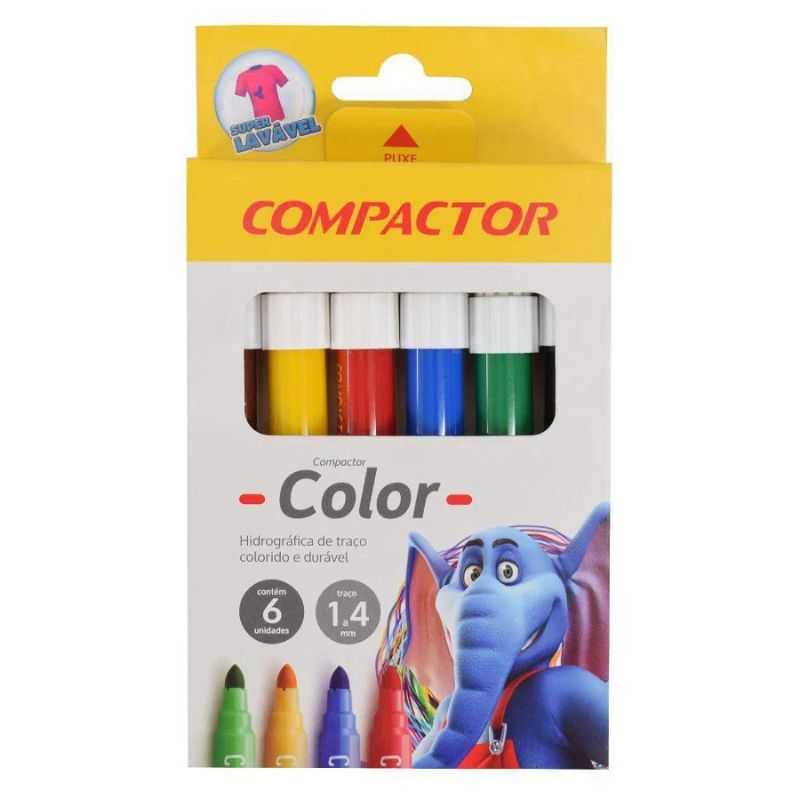 Pincel Hidrocor Compactor Color com 6 cores Jogo