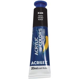 Tinta Acrílica Tela 20ML Ref 13123 Acrilex Preto