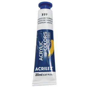 Tinta Acrílica Tela 20ML Ref 13123 Acrilex Branco de Titanio