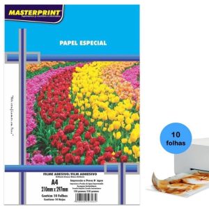 Papel Impressão Filme Adesivo Vinil BR 135gr A4 10 folhas Masterprint
