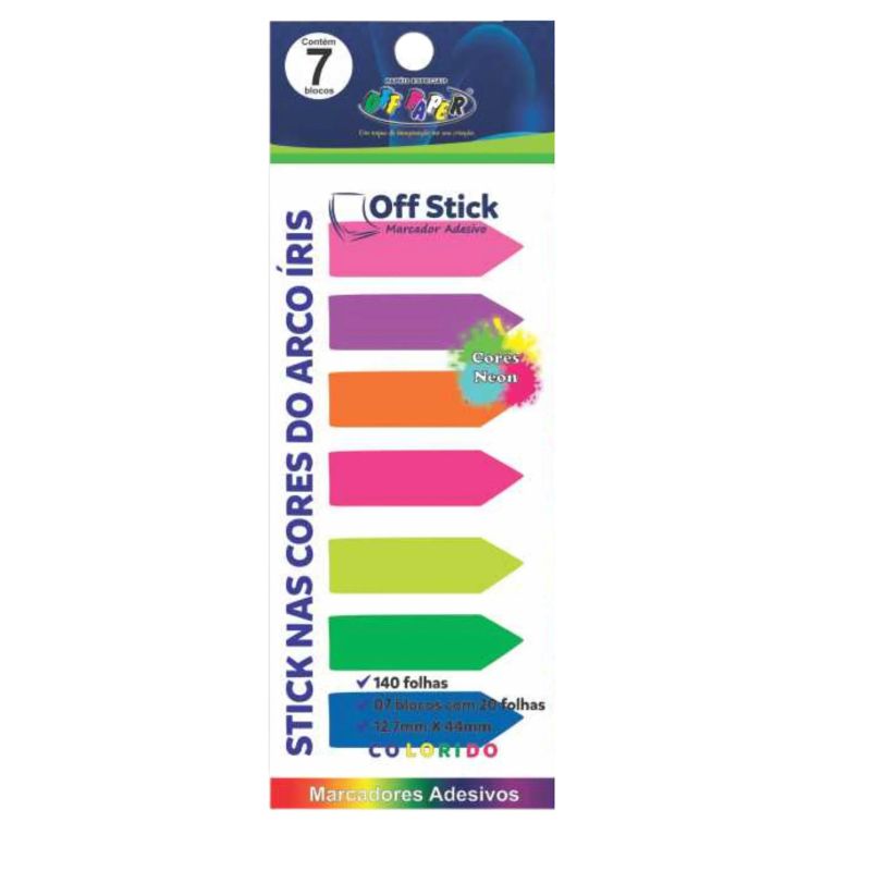 Marcador Pag Adesivo 7 Cores Neon Off Stick