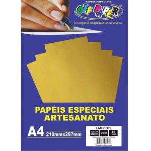 Papel Impressão Lamicote A4 250gr 10 folhas Off Paper Ouro