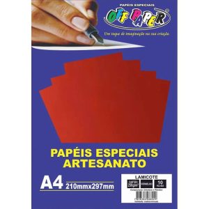 Papel Impressão Lamicote A4 250gr 10 folhas Off Paper Vermelho