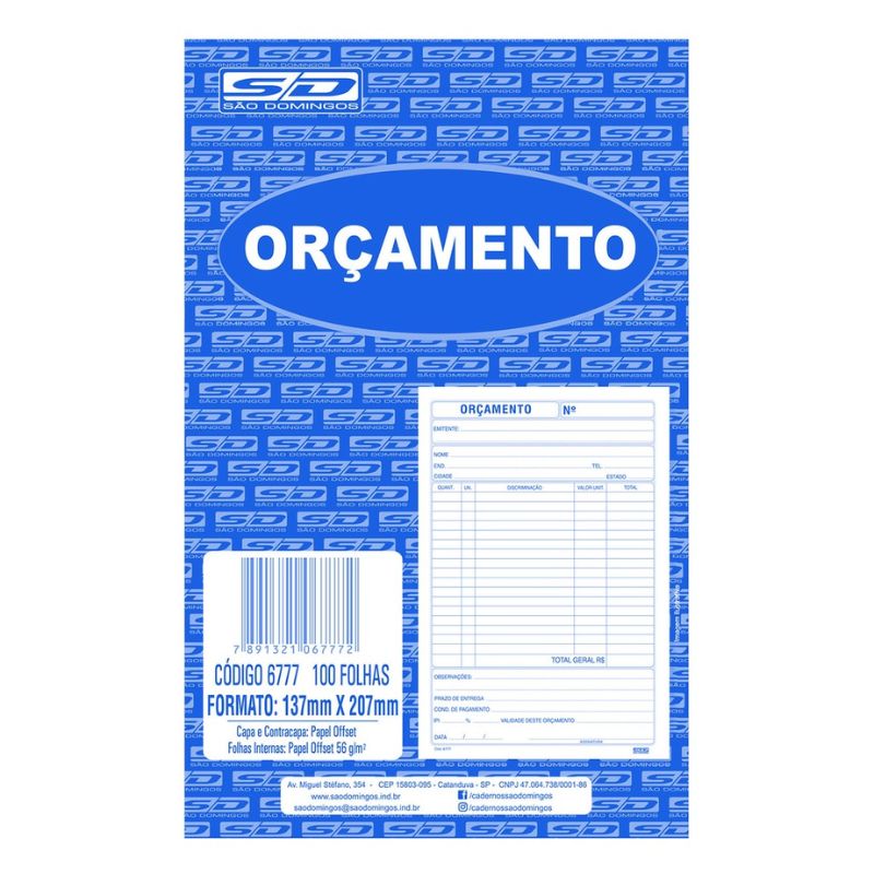 Bloco Orçamento 137x207 100 folhas São Domingos