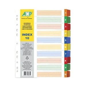 Divisória Plástica para Fichário com 10 Unidades ACP