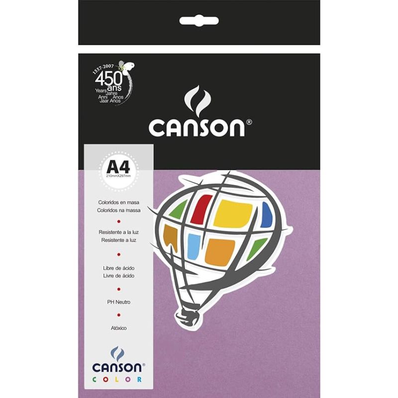 Papel Vivaldi Canson Color A4 180gr 10 folhas Violeta