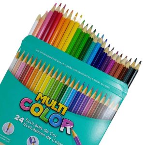 Lápis de Cor com 24 Multicolor Sextavado