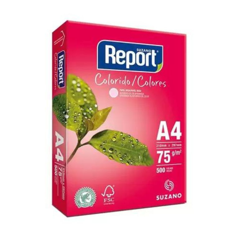 Papel Sulfite A4 210×297 500folhas Color Report Rosa