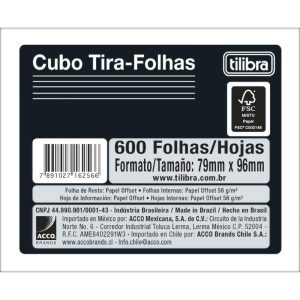 Tilembrete Cubo Tira 600 folhas 7,9x9,6cm Tilibra