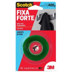 Fita Fixa Forte Transparente 12MMx2M 400g 3M