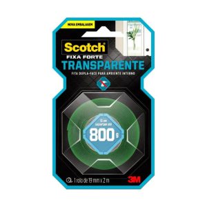 Fita Fixa Forte Transparente 19MMx2M 800G 3M