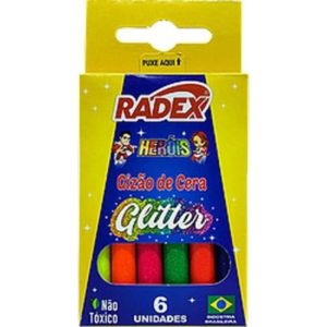 Giz de Cera 06 cores com Glitter Radex