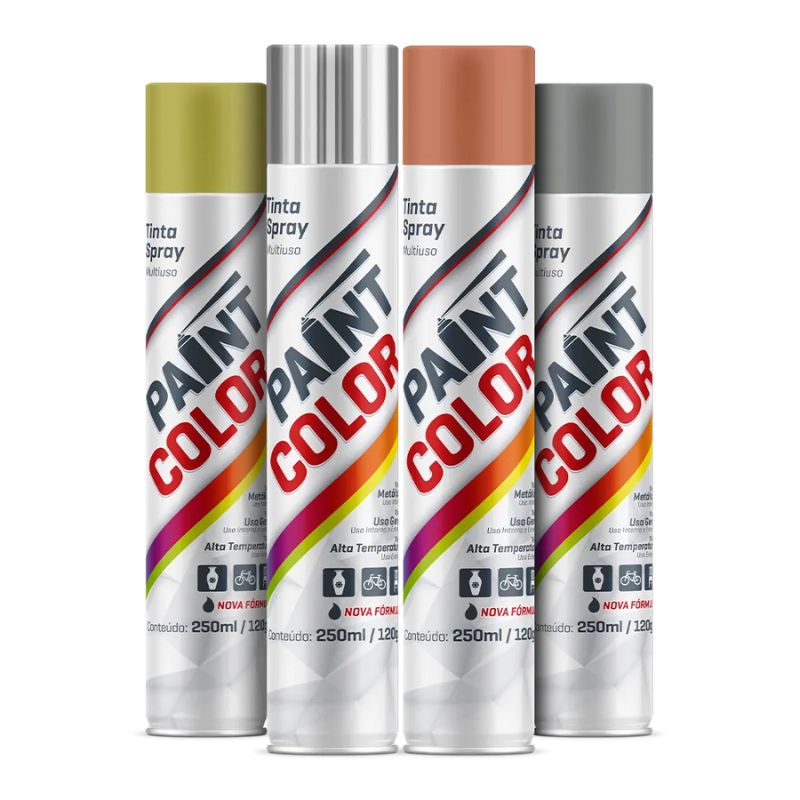 Tinta Spray 250ML Metálica Prata Paint Color - Imagem 2