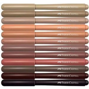 Caneta Hidrocor C/12 Faber Ponta Vai e Vem Tons de Pele