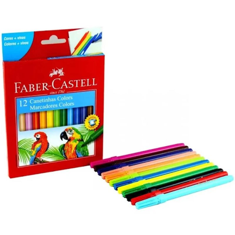Caneta Hidrocor c/12 Faber Estojo Cartão