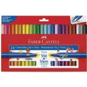 Caneta Hidrocor c/24 Faber Ponta Vai e Vem
