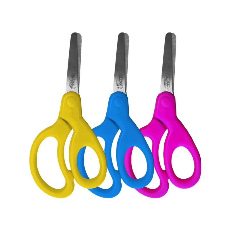 Tesoura BRW Escolar Neon Curva 13cm TE1305 Azul - Imagem 2
